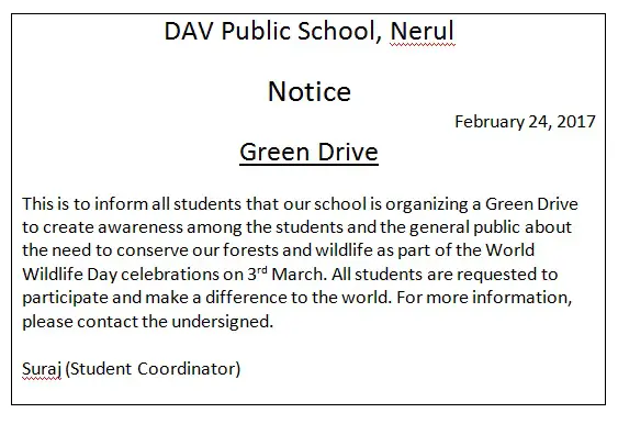write a notice to students