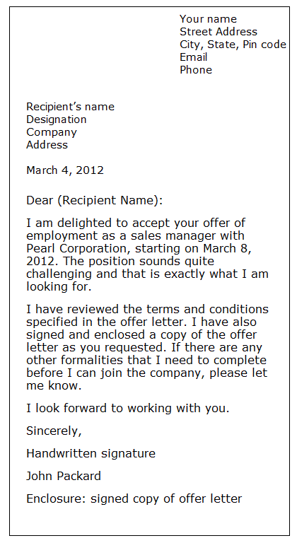 Format of writing a formal job application letter