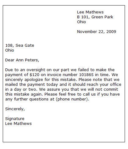 Sample Letter Of Apology from www.perfectyourenglish.com