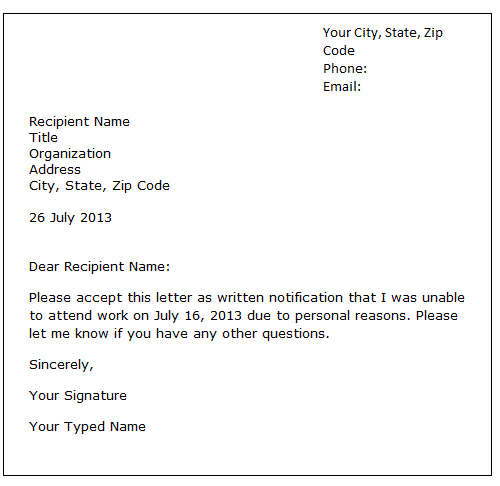 Application letter for leave of absence due to illness