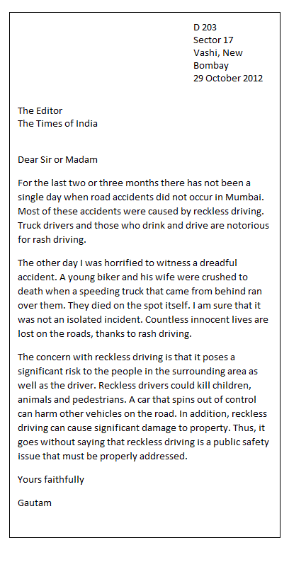 Sample Letter To The Editor For Students Sample Letter To The Editor For Students